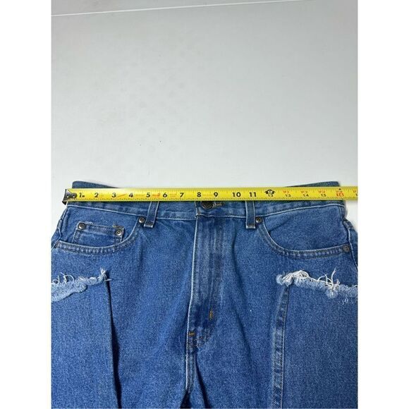 George Mens Regular Jeans Cropped Blue Denim Distressed 31X26 Frayed Hem Pockets - Picture 6 of 12